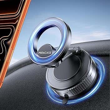Miracase Porta Cellulare Auto per Magsafe [Ventosa Ultra Potente] 2026 Supporto Telefono Auto Magnete con Rotazione a 360° per iPhone 17 16 15 14 13 12 Pro Max e Altri Smartphone Global Recycled Standard