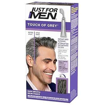 Just For Men Touch of Gray, Colorazione Capelli Grigi Uomo, Effetto Brizzolato Naturale, Formula Delicata Senza Ammoniaca, Colore Castano - T45