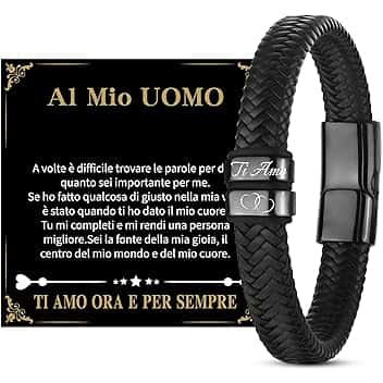 Merclix Regalo San Valentino Per Lui Bracciale Uomo Idee Regalo Uomo Compleanno Natale Regali Per Lui Anniversario Fidanzato Marito