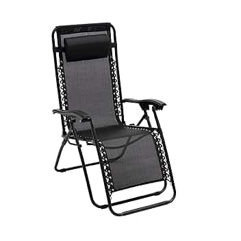 Baroni Home Sedia Sdraio Zero Gravity da Giardino, Chaise Longue Pieghevole da Esterno, Sdraio Salvaspazio per Piscina e Terrazzo, Poltrona Relax, 165x65x93 cm (Nero)