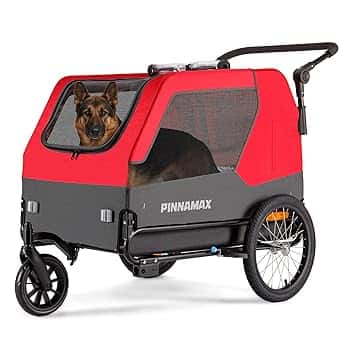 Rimorchio per cani PINNAMAX per biciclette – Passeggino per animali domestici 2 in 1, con una portata massima di 45 kg – Rimorchio per cani con gancio universale (Pourriture)