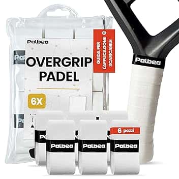 Palbea OverGrip Padel Bianco Extra Aderente Confezione da 3/6/12/22/60 Pezzi - Grip Padel Antiscivolo - Elevato Assorbimento del Sudore - Superficie Morbida - Progettato per Racchetta di Padel Tennis