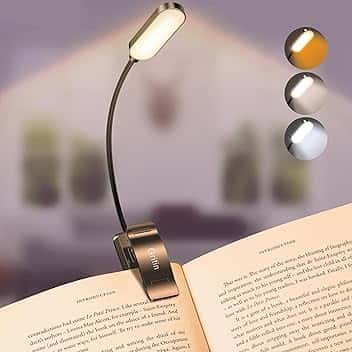 Gritin 16 LED Luce per Lettura Libri a Letto, Ricaricabile Lampada Luce da Lettura per Libro con Clip, 3 Temperatura Colore & Dimmeraggio Sostenibile, 360°Flessibile Lampada Libro per Notturna