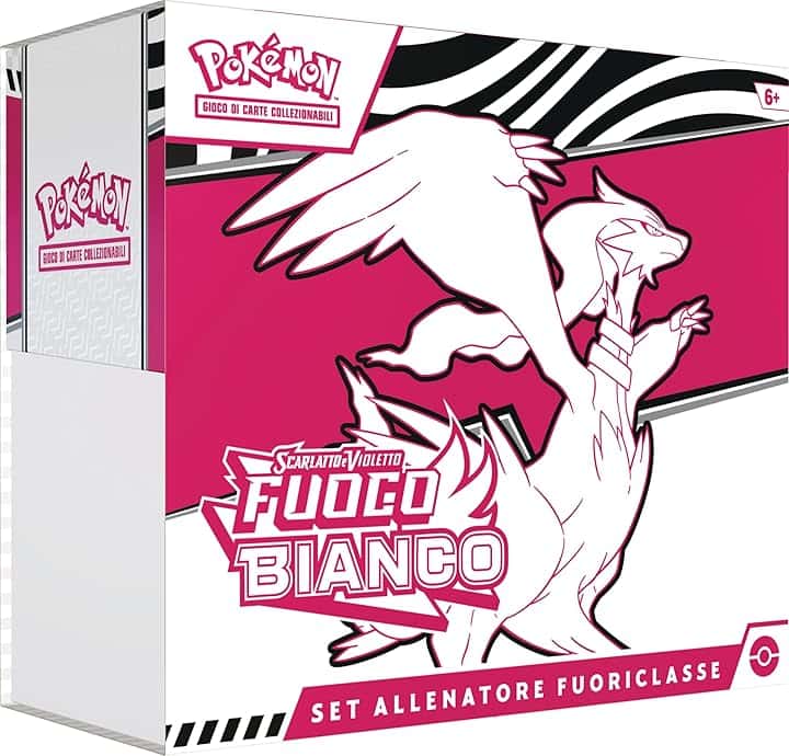 Pokémon GCC: set Allenatore Fuoriclasse dedicato a Reshiram dell’espansione Scarlatto e Violetto - Fuoco Bianco, con una carta a figura intera di Tornadus, nove buste di espansione e accessori premium