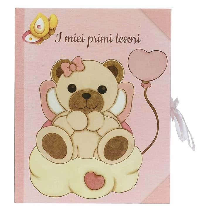 THUN - Scatola Ricordi Rosa con Teddy - Bambini, Album e Ricordi - Carta - 24x30x10 cm