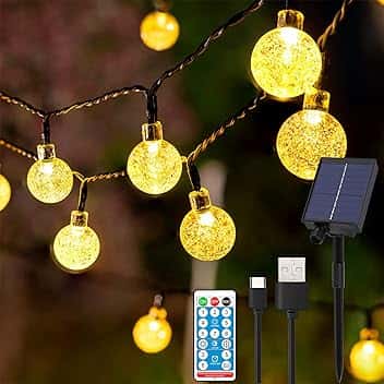 SENMI Catena Luminosa Esterno Solare - 60LED 11.5M Luci Solari Esterno 8 Modalità Impermeabile con Telecomando Luci da Esterno Giardino per Matrimonio Festa