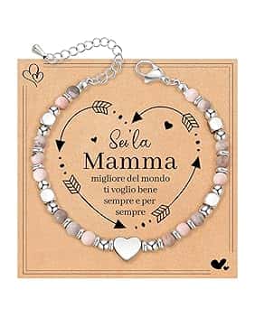 MANVEN Regalo Mamma Nonna Originale Regalo Festa della Mamma Compleanno Natale Bracciale Pietra Naturale 30 40 50 60 70 Anni