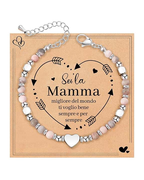 MANVEN Regalo Mamma Nonna Originale Regalo Festa della Mamma Compleanno Natale Bracciale Pietra Naturale 30 40 50 60 70 Anni