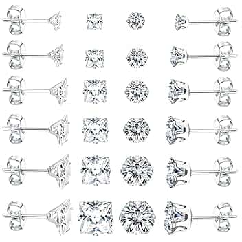Dochais 12 Paia Orecchini Acciaio Chirurgico per Donna Uomo Orecchini Punto Luce Piercing Trago Zirconi Cubici Orecchini a Bottone Anallergico Cartilagine Piercing All'orecchio ClimeCo Certified