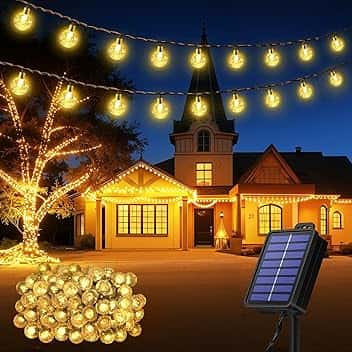 Realky Catena Luminosa Solare da Esterno 100 LED 18m, Luci Solari da Giardino con 8 Modalità e Funzione Memoria, IP65 Impermeabile, Luci Decorative per Terrazzo, Balcone, Gazebo, Festa (Bianco Caldo)