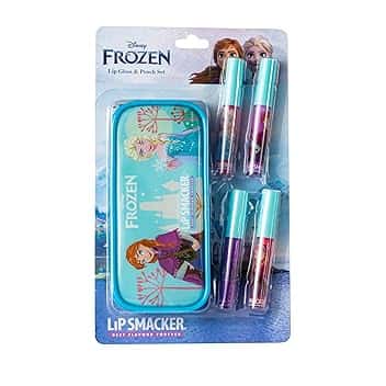 Lip Smacker Frozen Lip Gloss Set, Set di Trucchi Frozen per Bambina, con 4 Lucidalabbra Colorati e una Pochette Frozen della Collezione Winter Wonderland Celebration per un Look da Principessa Disney