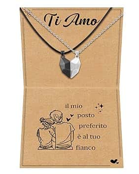 Cheerslife Collana Puzzle Anima Gemella, Regalo Romantico per Coppia Lui Lei Fidanzato Fidanzata, 2 Collane di Amore Corrispondenti, Regalo per San Valentino, Anniversario Natale Fidanzamento
