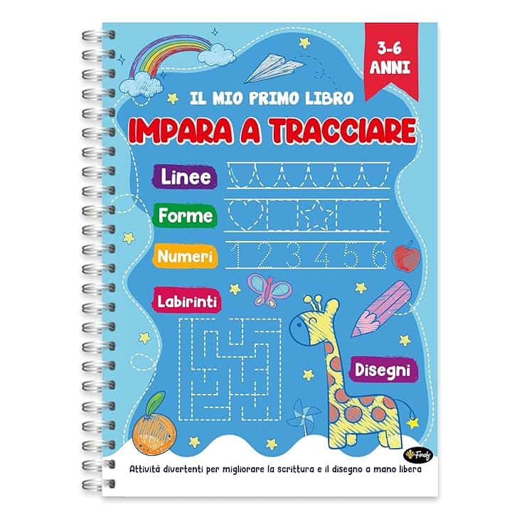 Finoly Libri Pregrafismo per Bambini | Libri Pregrafismo 3-6 Anni | Libro per Imparare a Scrivere A4 | Impariamo a Tracciare | Libro Ricalcare Lettere e Numeri | Quaderni Pregrafismo Attività Bambini