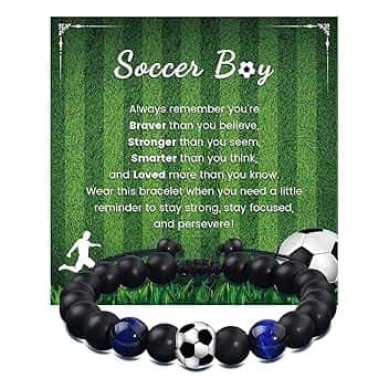 ARYIMYDP Regalo Ragazzo 8-12 Anni Braccialetto da Calcio, Sportivo con Ciondolo Pallone, Idea Regalo per Figlio Tifoso di Football