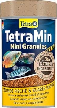 TetraMin Mini Granules - mangime a lento affondamento per piccoli pesci ornamentali come tetra e barbi, lattina da 100 ml