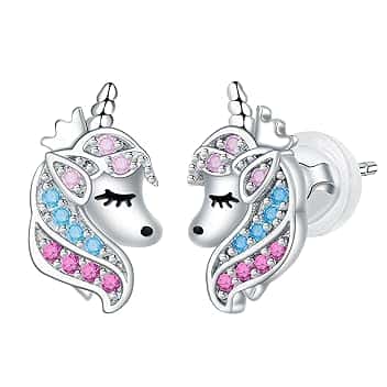Arrebol Orecchini Unicorno Bambina Argento Sterling 925 Orecchini Anallergici, Originali Gioielli Unicorno per Ragazze Donna Figlia