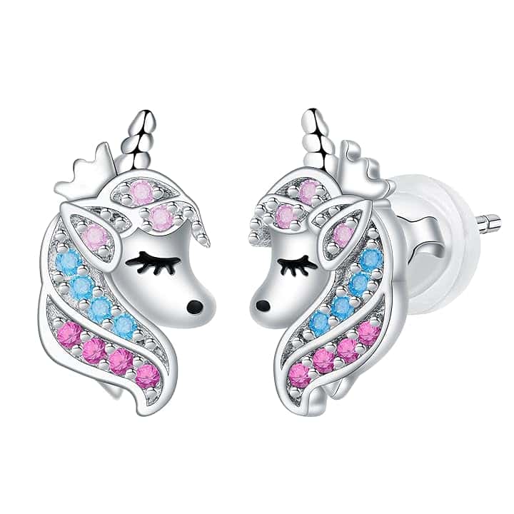 Arrebol Orecchini Unicorno Bambina Argento Sterling 925 Orecchini Anallergici, Originali Gioielli Unicorno per Ragazze Donna Figlia