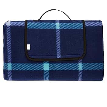 Amazon Basics Coperta da picnic con retro impermeabile, Ufficio, 200 x 200 cm, Studio, Plaid blu scuro