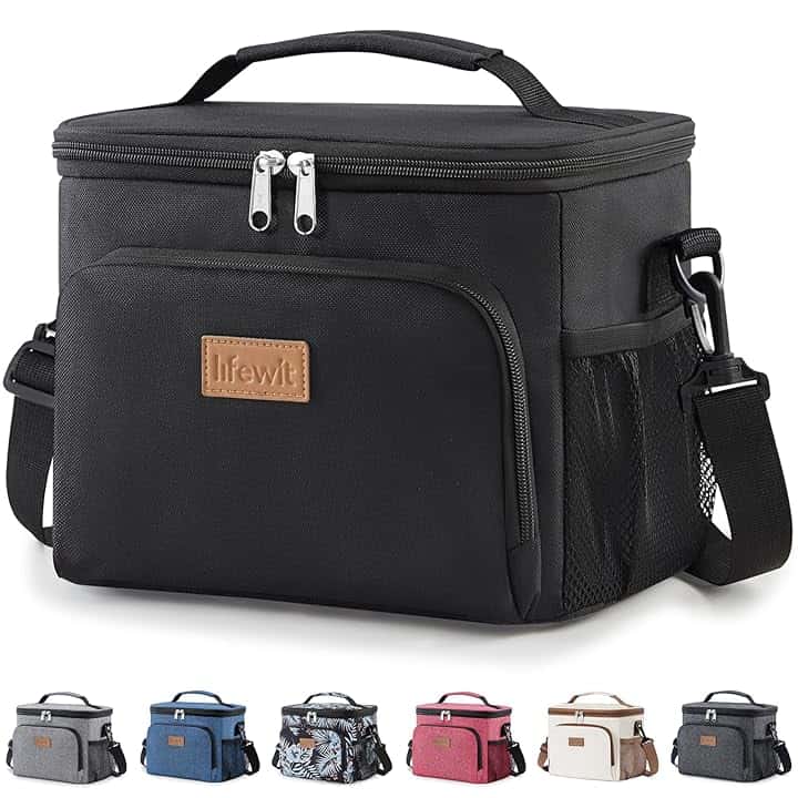 Lifewit Borsa Termica Porta Pranzo 9L, Borse Frigo Piccola Pranzo Ufficio per Uomo e Donna, Impermeabile Lunch Bag con Tracolla per Lavoro, Mare, Viaggio, Nero Recycled Claim Standard 100