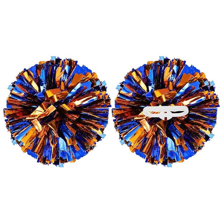 Pompon da cheerleader metallizzati, con anelli per manico, adatti per lo spirito di squadra, sport, danza, tifo