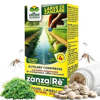 Albagarden - Larvicida Zanzare - Pastiglie di Insetticida Zanzare Giardino Per Disinfestazione Di Pozzetti, Accumuli Di Acqua E Stagni -Trattamento Antizanzare - Actilarv Compresse x 40 Gr