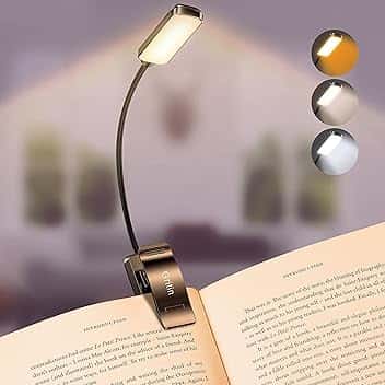 Gritin 9 LED Luce per Lettura Libri a Letto con Clip, Ricaricabile Lampada Luce da Lettura per Libro,3 Temperatura Colore &Regolazione Continua, Protezione Occhi, Ideale per Lampada Libro per Notturna