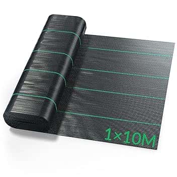 Velway Telo Pacciamatura 1x10M - 100g/m² Telo Anti Erbacce per Orto, Giardino, Tessuto Permeabile all'Acqu, Stabilizzazione ai Raggi UV,Barriere Contro Le Erbe Infestanti