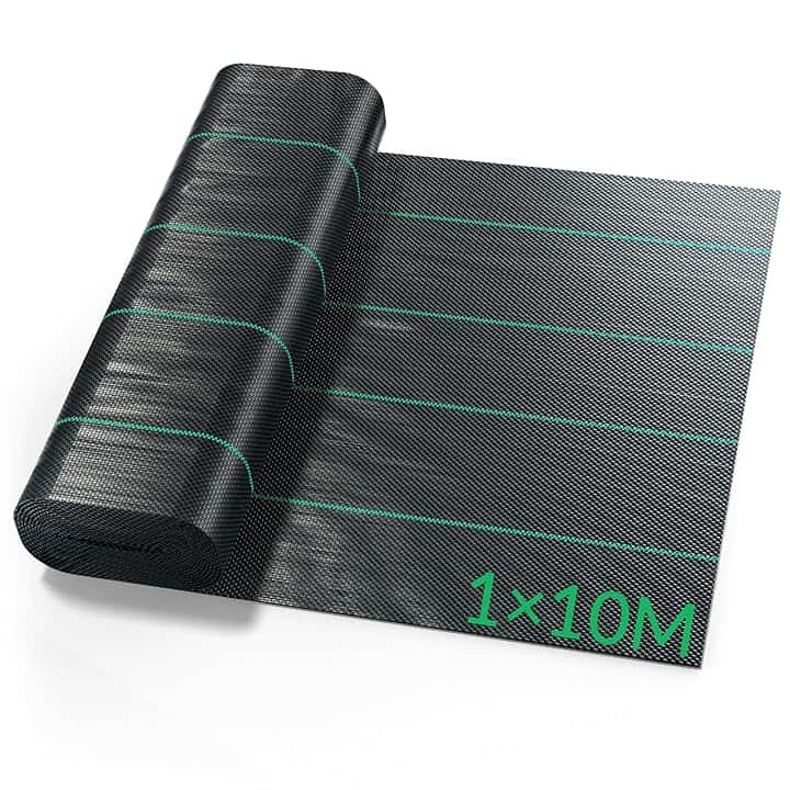 Velway Telo Pacciamatura 1x10M - 100g/m² Telo Anti Erbacce per Orto, Giardino, Tessuto Permeabile all'Acqu, Stabilizzazione ai Raggi UV,Barriere Contro Le Erbe Infestanti