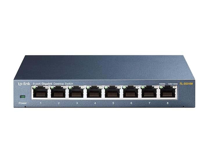 TP-Link TL-SG108 Switch 8 Porte Gigabit, 10/100/1000 Mbps, Plug & Play,‎‎ 802.1p/DSCP QoS, IGMP Snooping, Involucro in Metallo Resistente, Installazione Facile, Tecnologia Green Ethernet, IEEE 802.3x