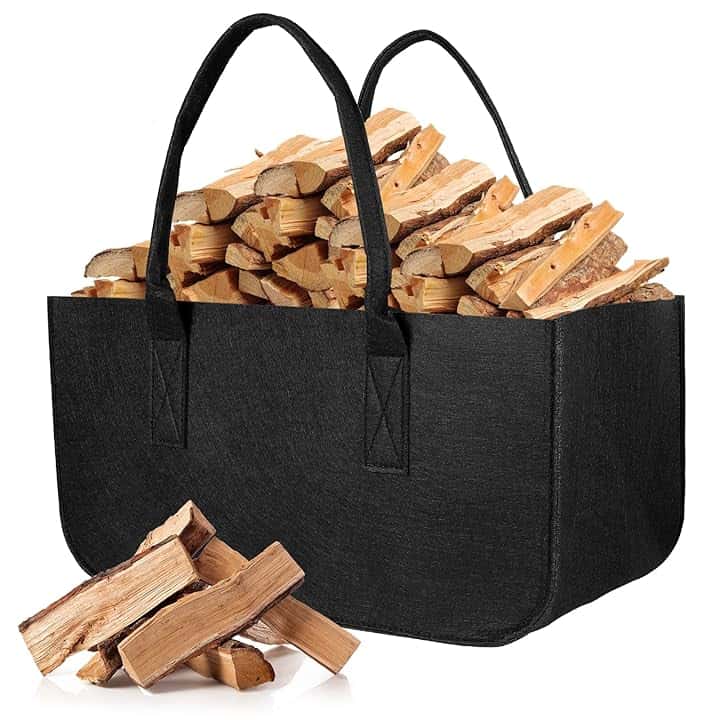 AiQInu Borsa in Feltro per Legna da Ardere Pieghevole Cesta Camino, 50x25x25cm Multifunzione Borsa Della Spesa di Stoccaggio Organizer per Caminetto Shopper Giornali Vestiti Giocattoli Global Recycled Standard