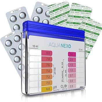 tester per piscina pH e cloro incl. 60 pastiglie di prova per piscina, pool test kit, kit controllo cloro e ph piscina