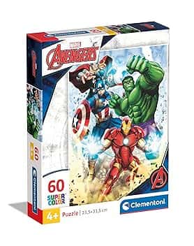 Clementoni - Puzzle per Bambini 60 Pezzi Supercolor, per Bambini 4+ Anni, Illustrazione con Personaggi Marvel Avengers, Supereroi, Idea Regalo, Made in Italy, 33,5x23,5 cm, 26193