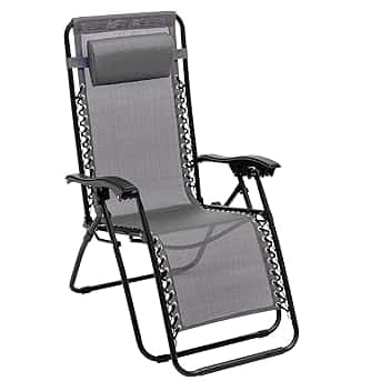 Baroni Home Sedia Sdraio Zero Gravity da Giardino, Chaise Longue Pieghevole da Esterno, Sdraio Salvaspazio per Piscina e Terrazzo, Poltrona Relax, 165x65x93 cm Grigio