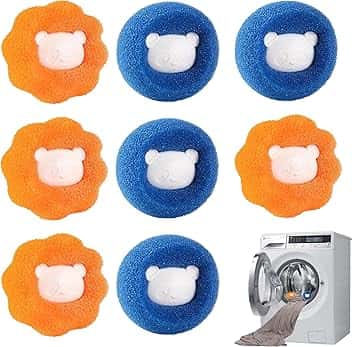 Acchiappa Cattura Capelli Lavatrice, Sfere per Bucato, 8 PCS Riutilizzabile Palline per Magia Lavatrice,Floating Pet Fur Catcher,Sfere per Bucato Pulizia di peli di Animali Vestiti Biancheria da Letto