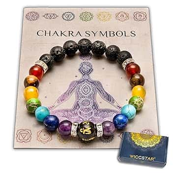 WICCSTAR Doppio Chakra Bracciale Yoga Reiki. Energia Guarigione Equilibrio Pietre vere Gioielli