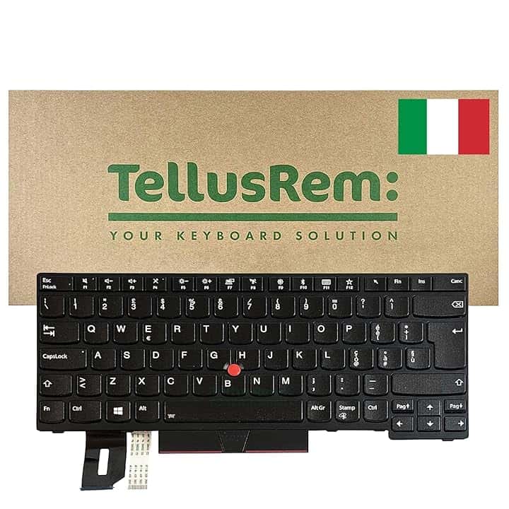 Tastiera sostitutiva compatibile con Lenovo ThinkPad T480s black - IT retroilluminata, per modelli compatibili T480s, T490, E490, L480, L490, L380, L390, L380 Yoga, L390 Yoga, E480, E490