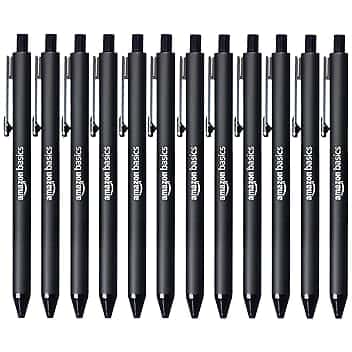 Amazon Basics Penna a sfera a scatto - Nero - Confezione da 12