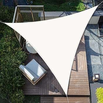 SUNNY GUARD Vela ombreggiante Impermeabile 3x3x3m Tenda a Vela Triangolare,Tenda da Sole per Esterno Protezione Raggi UV per Giardino Esterno terrazza, Crema