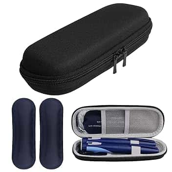 ACWOO Borsa Termica per Insulina, Borsa per Diabetici da Viaggio con 2 Impacchi di Ghiaccio, Portatile Custodia Per Insulina Per Diabetici, Perfetto per l'aereo, le Vacanze e i Viaggi D'affari (Nero)