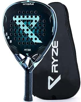 RYZE HYDRA Racchetta da Padel 100% in Fibra di Carbonio - Massima Potenza + Controllo - 365g con EVA-18 Flex - Superficie Strutturata - Padel Racchetta per Uomo e Donna - Custodia Inclusa