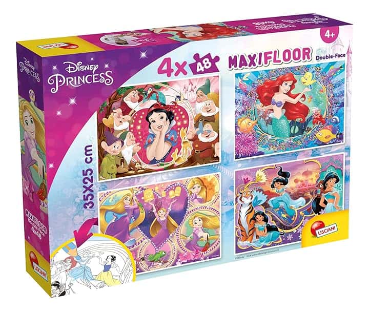 Liscianigiochi- Disney Puzzle Maxifloor 4 X 48 Princess, 91744