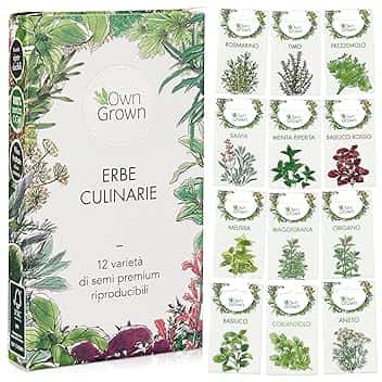 OwnGrown Set di Semi di Erbe - 12 Varietà di Erbe per Giardino e Cucina - Prezzemolo, Erbe di Provenza, Coriandolo, Aneto - Semi Piantare per Aromi Freschi - Amanti Giardinaggio