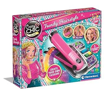 Clementoni Crazy Chic - Trendy Hairstyle, Piastra Colora Capelli e Set Perline per Decorazioni, Gioco Creativo Bambina 6+ Anni, Idea Regalo per Styling e Acconciature Uniche, Made in Italy, 18750