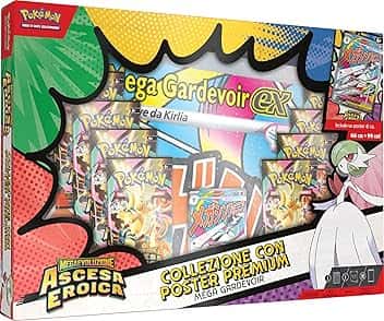 Pokémon: collezione con poster premium Mega Gardevoir dell’espansione Megaevoluzione - Ascesa Eroica del GCC Pokémon (1 carta promozionale olografica, 1 poster fronte-retro e 10 buste di espansione)