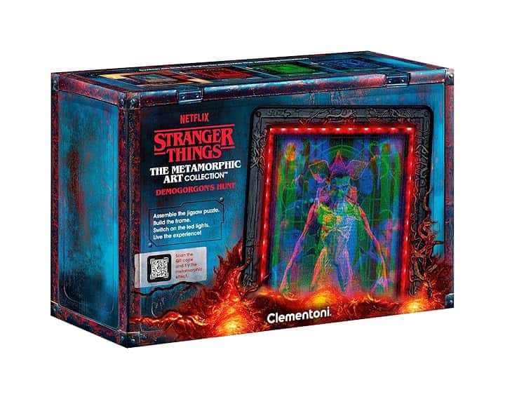 Clementoni - Stranger Things Metamorphic Art Collection - Demogorgon’s Hunt, Quadro Interattivo 520 Pezzi con Cornice e LED RGB, Illustrazione che Cambia con la Luce, Made in Italy, 35611