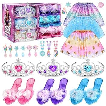 Dreamon Scarpe Principessa Bambina, Costume Principessa Bambina Vestito Carnevale Vestiti Adatto per 3 4 5 6 Anni Regali Halloween Natale