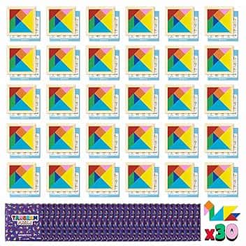 BONNYCO Tangram Legno Bambini Pack 30 Gadget Compleanno Bambini. Mini Giochi Regalini Fine Festa Compleanno, Regalino Fine Festa Invitati. Persierini Giochini per Feste, Mini Puzzle Gadget Scuola