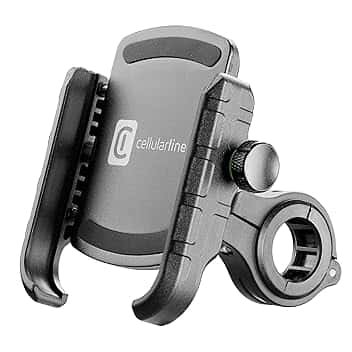 cellularline | Rider Steel - Universale - Supporto Porta Smartphone in Alluminio da Manubrio Tondo Moto e Bici - Universale per Tutti i Cellulari - Rotazione a 360 - Stabile e Solido