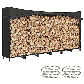 Outsunny Legnaia da Esterno in Acciaio, Portalegna da Esterno con Copertura Impermeabile Oxford 600D, Struttura Regolabile e Catene in Metallo, Porta Legna Rialzato, 0.8m³, 235x31x116 cm, Nero