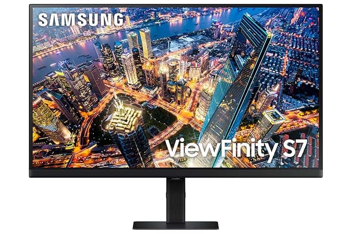 Samsung Monitor ViewFinity S7 (S27D702), Flat, 27'', 3840x2160 (UHD 4K), HDR10, 60Hz, 5ms, HDMI, Display Port, Ingresso Audio, PIP, PBP, Easy Setup Stand